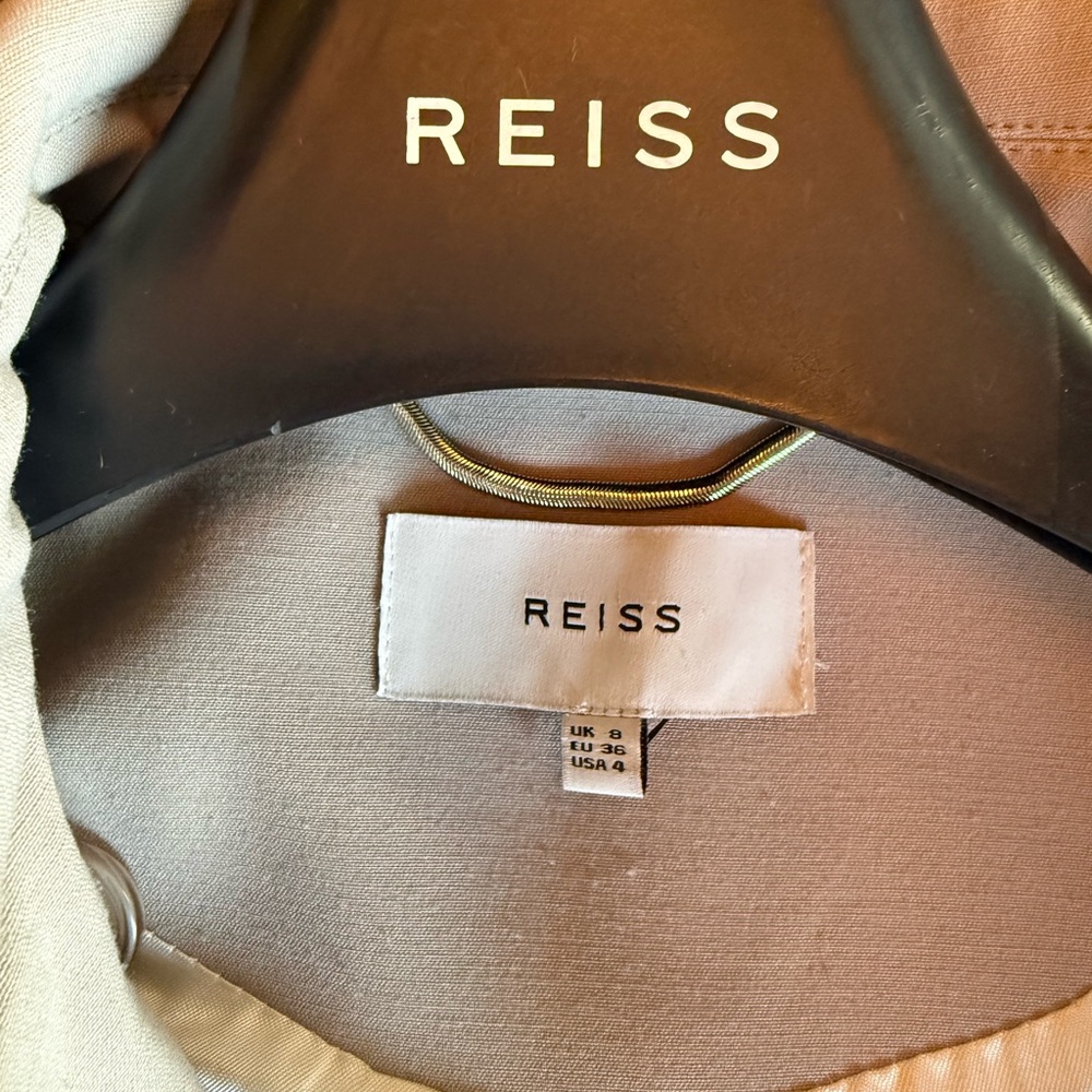Reiss Pale Beige Double-Breasted Trench Coat with Belt - Picture 6 of 7